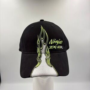 Kawasaki Ninja ZX-10R Meteor Cap Black Green Flame Motorcycle Hat K81100-095